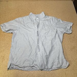 Uniqlo Mens Size XXL Gray Short Sleeve Linen-Cotton Button-Up Shirt I1